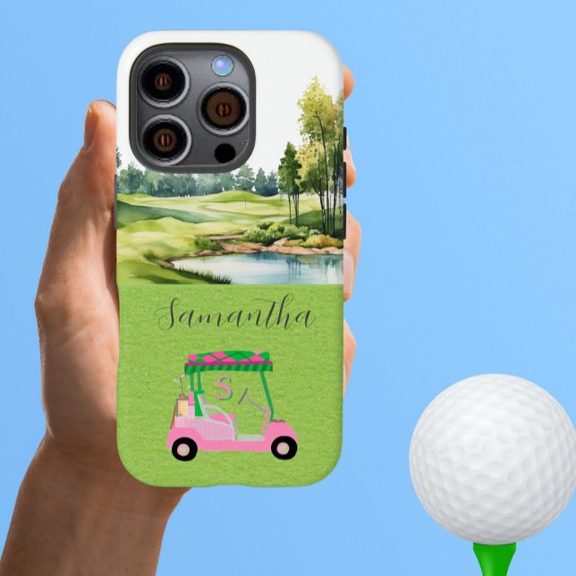 Coques Case-Mate iPhone Golf pittoresque Pink Golf Cart (Créateur téléchargé)
