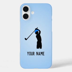 Coques iPhone 16 Plus Golfeur en Casquette mi-swing - ajouter un nom au 