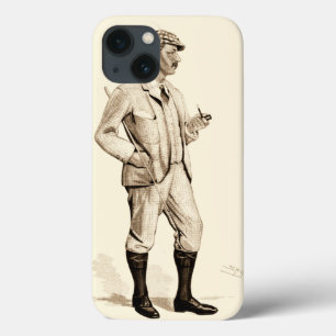 iPhone 13 Case Golfeur vintage avec le tuyau et les bottes de