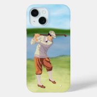 Golfeur vintage par la Riverbank