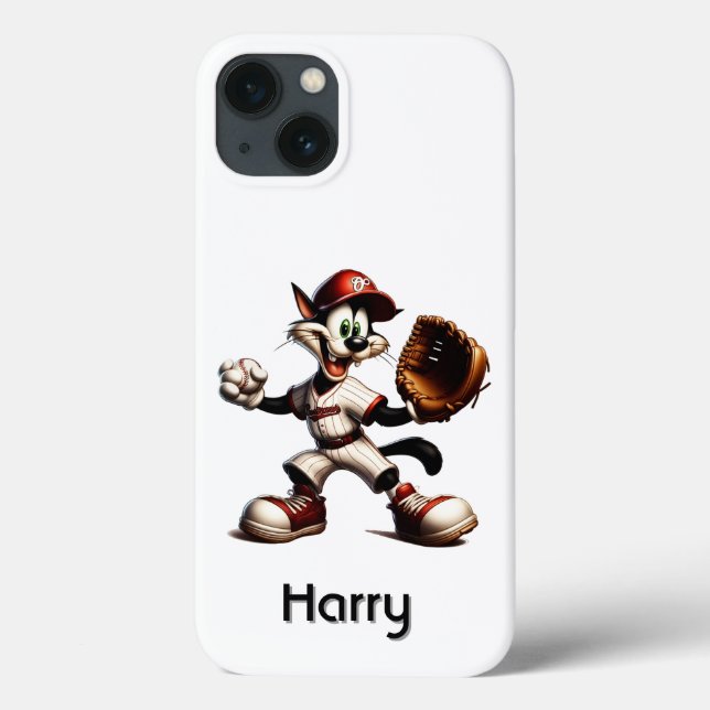 Coques Case-Mate iPhone Goofy Cat Baseball Pitcher Winup Personal (Verso)
