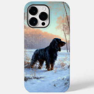 Coque Pour Pour iPhone 14 Pro Max Gordon Setter Laisse Il Neige Noël