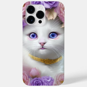 COQUE POUR POUR iPhone 14 PRO MAX GORGEOUS FLUFY BLANC PETITS YEUX VIOLET DE CUISINE