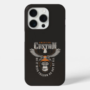 Coque iPhone 15 Pro Gorille Américain Moto Biker Vintage Aigle