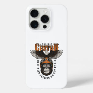 Coque iPhone 15 Pro Gorille Américain Moto Biker Vintage Aigle