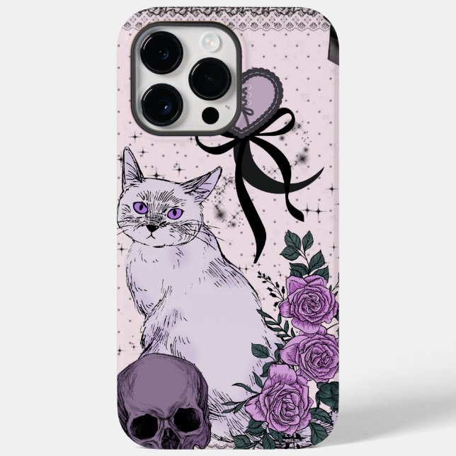 Coques Case-Mate iPhone Goth Coquette Cat Phone Case – Pink & Black  (Verso)