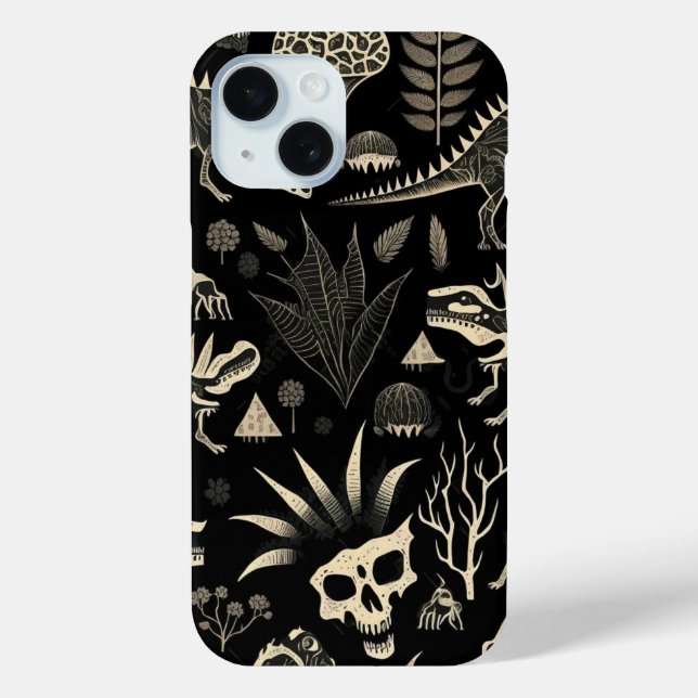 Coques Case-Mate iPhone Gothic Dinosaur Skeleton Engraving Pattern  (Verso)