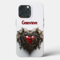 Gothique Coeur rouge foncé Filigree Vintage