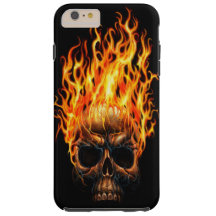 Gothique Crâne Jaune Orange Flames Motif