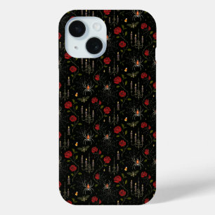 Coque Pour iPhone 15 Gothique Halloween Roses et araignée