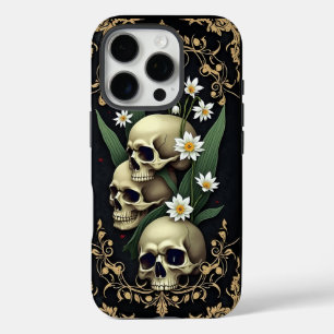 Coques iPhone 16 Pro Gothique victorien avec crânes et fleurs