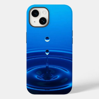 Coque Pour iPhone 14 Goutte d'eau profonde ondulation bleu esthétique