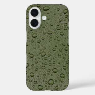 Coques iPhone 16 Gouttelettes d'eau vert olive