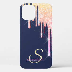 Case-Mate iPhone Case Gouttes de paillettes ombrées élégantes, bleu mari