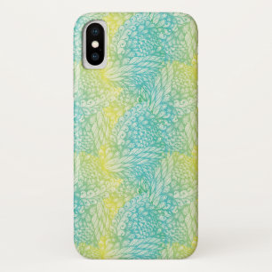 Coque iPhone X Gradient jaune et bleu vintage floral