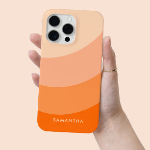 Coque iPhone 15 Pro Max Gradient orange personnalisé Nom moderne brillant