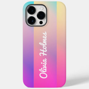 Coque Pour Pour iPhone 14 Pro Max Gradient rose moderne Nom du bloc de couleur Monog