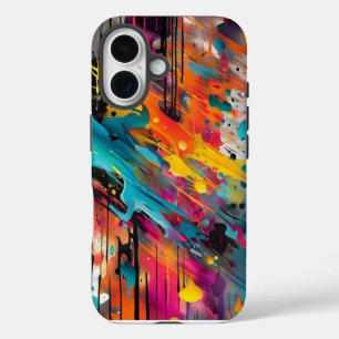 Coques iPhone 16 Graffiti éclaboussé de chaos vif
