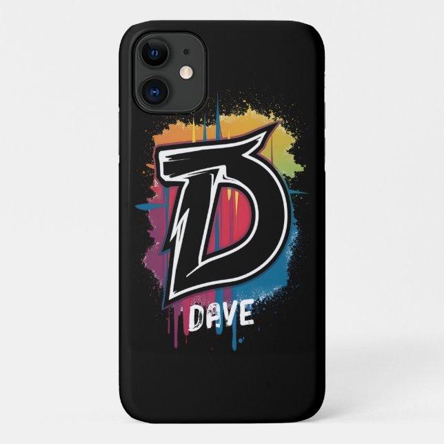 Coques Case-Mate iPhone Graffiti Style Lettre "D" Monogramme personnalisab (Dos)