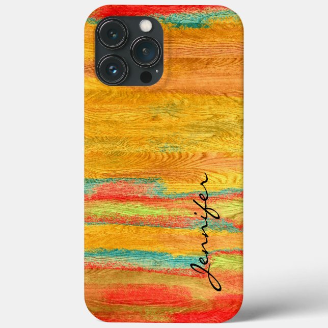 Coques Case-Mate iPhone Grains en bois moderne coloré Look #8 (Verso)