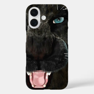 Coques iPhone 16 Grand Chat Panther Noir