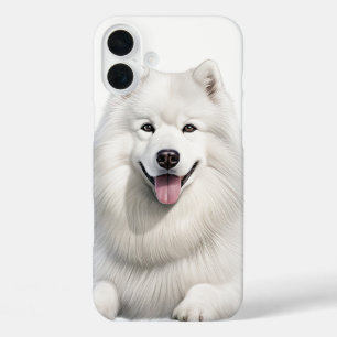 COQUES iPhone 16 PLUS GRAND CHIEN SAMOYEN BLANC FLUFÉ