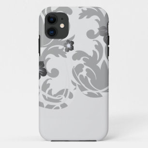 Etui iPhone Case-Mate grand damassé blanc et noir gras