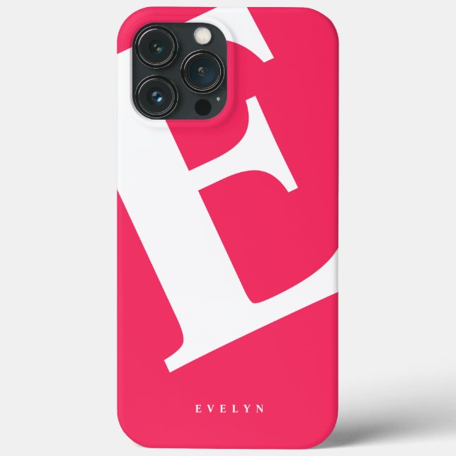 Coques Case-Mate iPhone Grand Initial | Typographie Moderne | Rose (Verso)