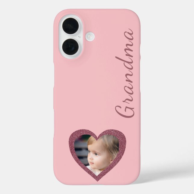 Coques Case-Mate iPhone Grand-mère Coeurs roses Petits-enfants Photo perso (Verso)