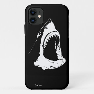 Coque iPhone 11 Grande conception noire et blanche de requin blanc