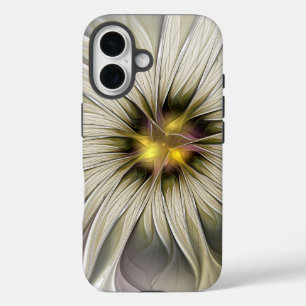 Coques iPhone 16 Grande Fleur d'ivoire, Abstrait Art Fractal Modern
