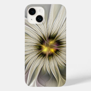 Coque Pour iPhone 14 Grande Fleur d'ivoire, Abstrait Art Fractal Modern