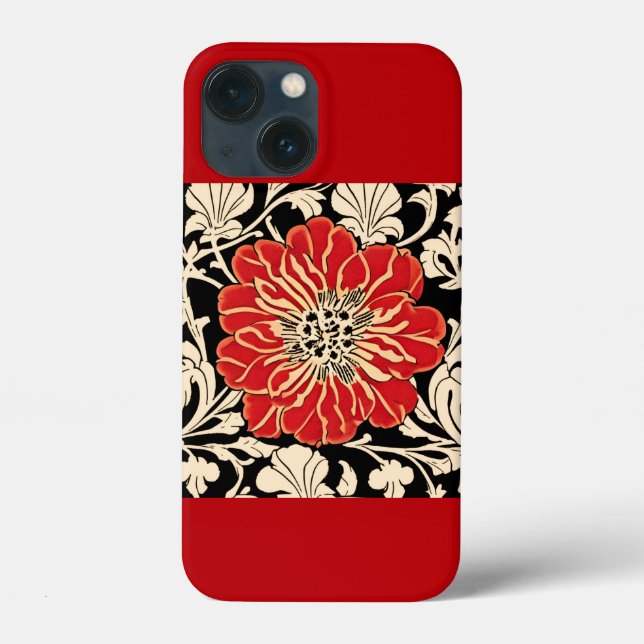Coques Case-Mate iPhone Grande Fleur Rouge Art Nouveau (Verso)