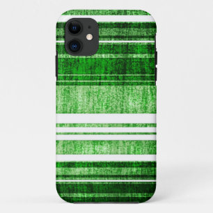 Coque iPhone 11 Grandes bandes vertes et blanches Grunge texture