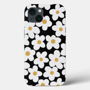 Case-Mate iPhone Case Grandes Fleurs Blances Blances Retro Design Noir