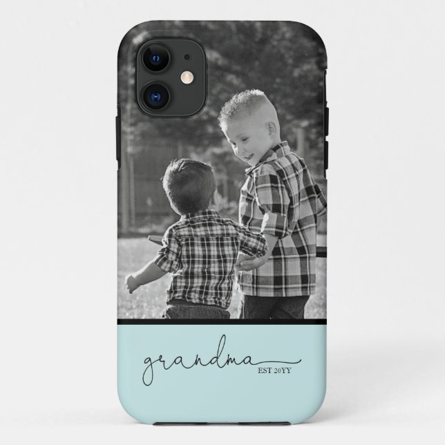 Coques Case-Mate iPhone  Grandma Script avec photo | TURQUOISE  (Dos)