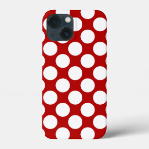 Coques Pour iPhone Grands points rétro - blanc et rouge
