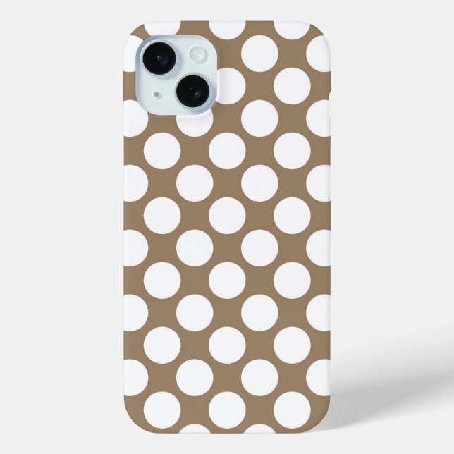 Coques Case-Mate iPhone Grands points rétro - blanc et taupe (Verso)