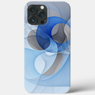 Case-Mate iPhone Case Graphique d'art fractal gris bleu Abstrait moderne