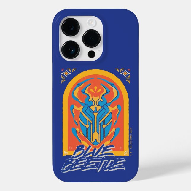 Coques Case-Mate iPhone Graphique de Talavera de scarabée bleu (Verso)