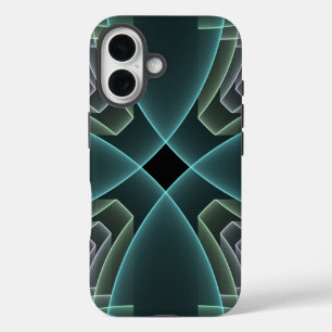 Coques iPhone 16 Graphique géométrique Turquoise moderne