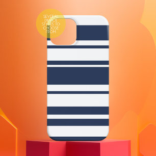 Coques Pour iPhone Gras Motif à bande - marine blanche et marine