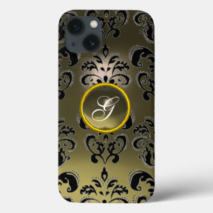 Case-Mate iPhone Case GRAS NOIR DAMASK MONOGRAMME DE PIERRE DE JEU Flora