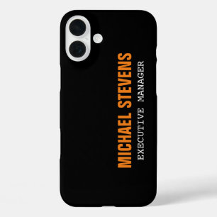 Coques iPhone 16 Plus Gras Texte noir blanc orange élégant professionnel