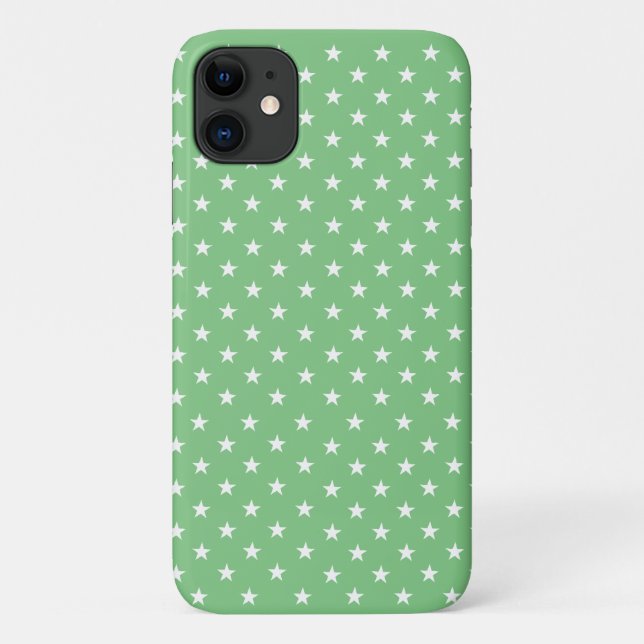 Coques Case-Mate iPhone Grass Green White Stars, Élégant, Moderne (Dos)