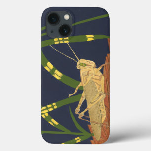 iPhone 13 Case Grasshopper de Green Grass on Blue Background