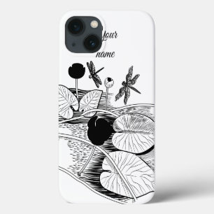 Etui iPhone 13 Gravure de nénuphars