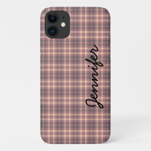 Case-Mate iPhone Case Gray Pink Plaid Tough Personalized