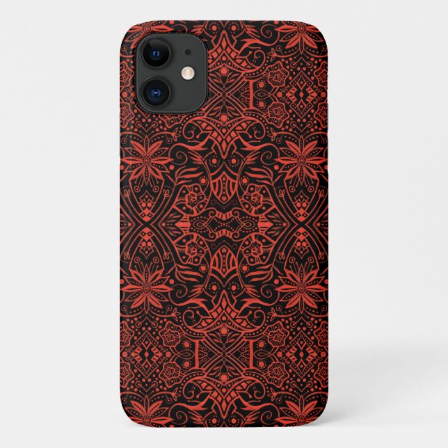 Coques Case-Mate iPhone Grec Baroque Arabesque Motif noir Terracotta (Dos)