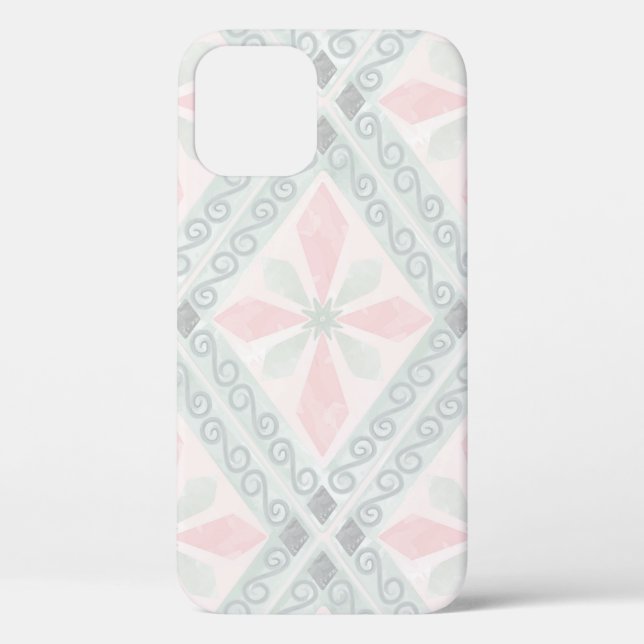Coques Case-Mate iPhone Green and pink pastel diamond pattern (Verso)